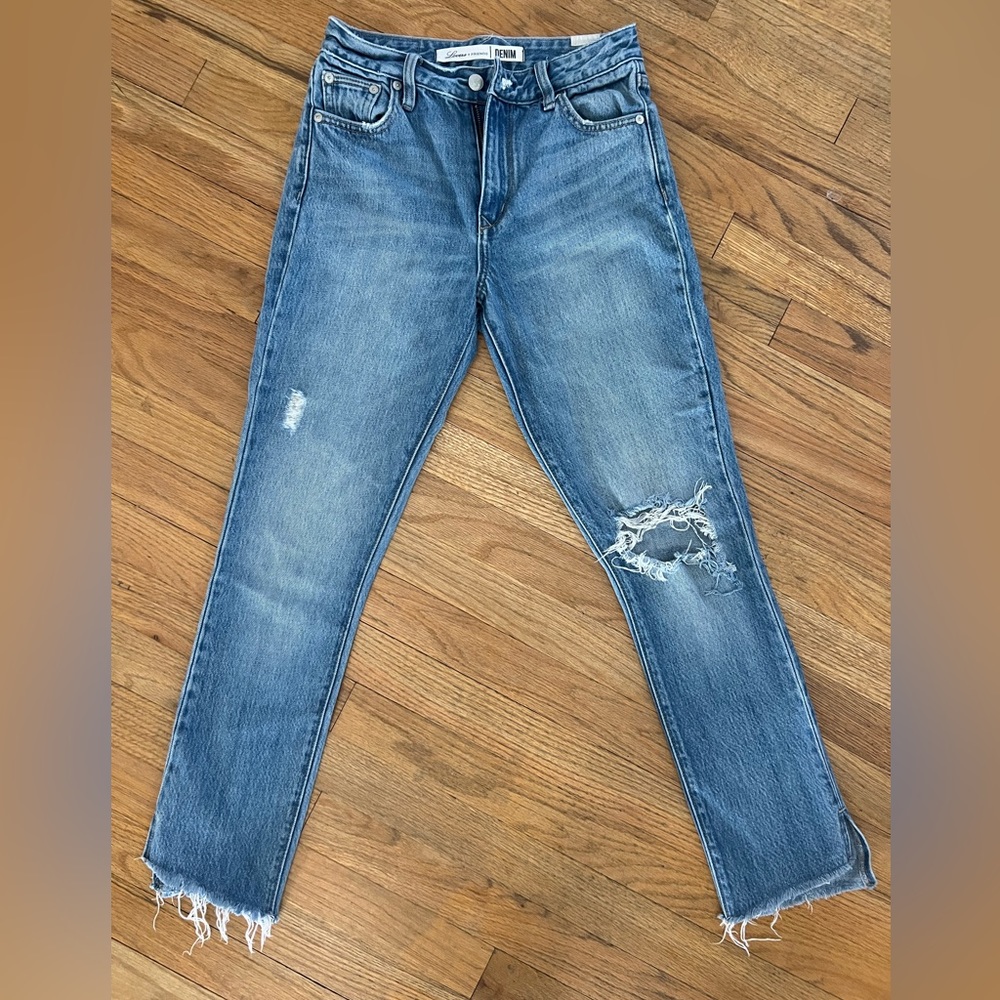 Lovers + Friends distressed denim cropped!
